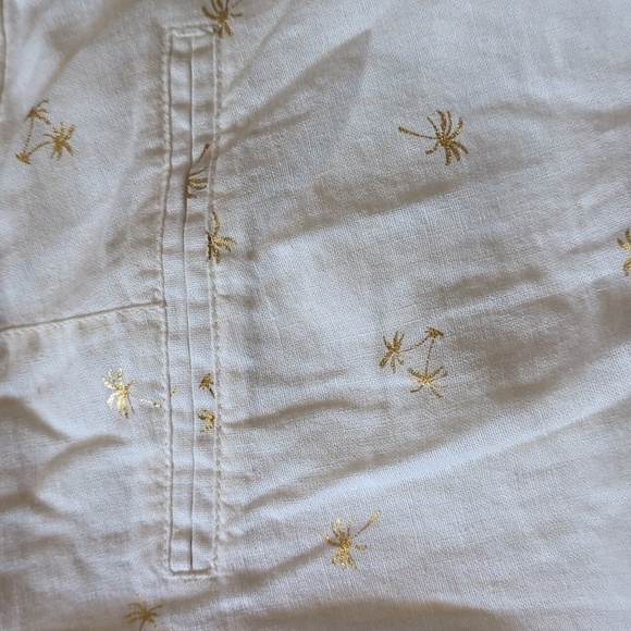 Old Navy Everyday Short Mid Rise Linen Blend Gold Tropical Palm Trees Size 16 - Picture 5 of 7